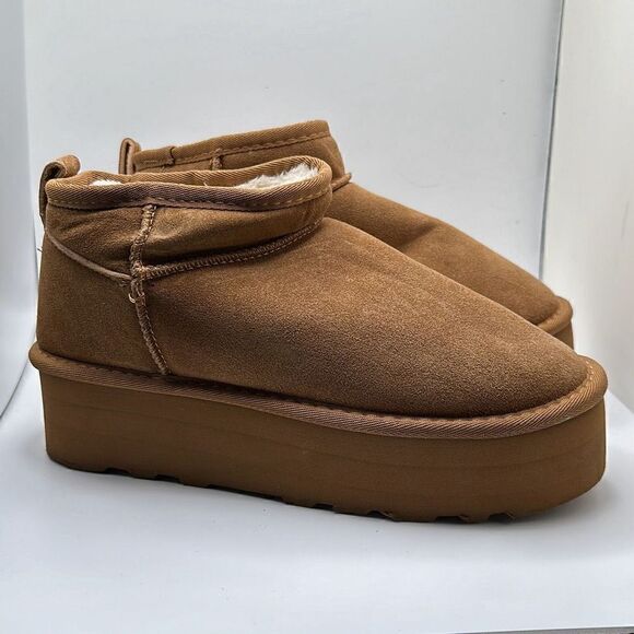 CUSHIONAIRE Women's Genuine Suede pull on platform boot +Memory Foam 9 CHESTNUT - Picture 1 of 7